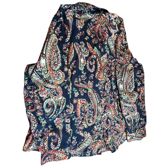 Chicos Womens Shirt Small Multicolor No-Iron Cotton Paisley Button-Up Boho Retro - Picture 7 of 11